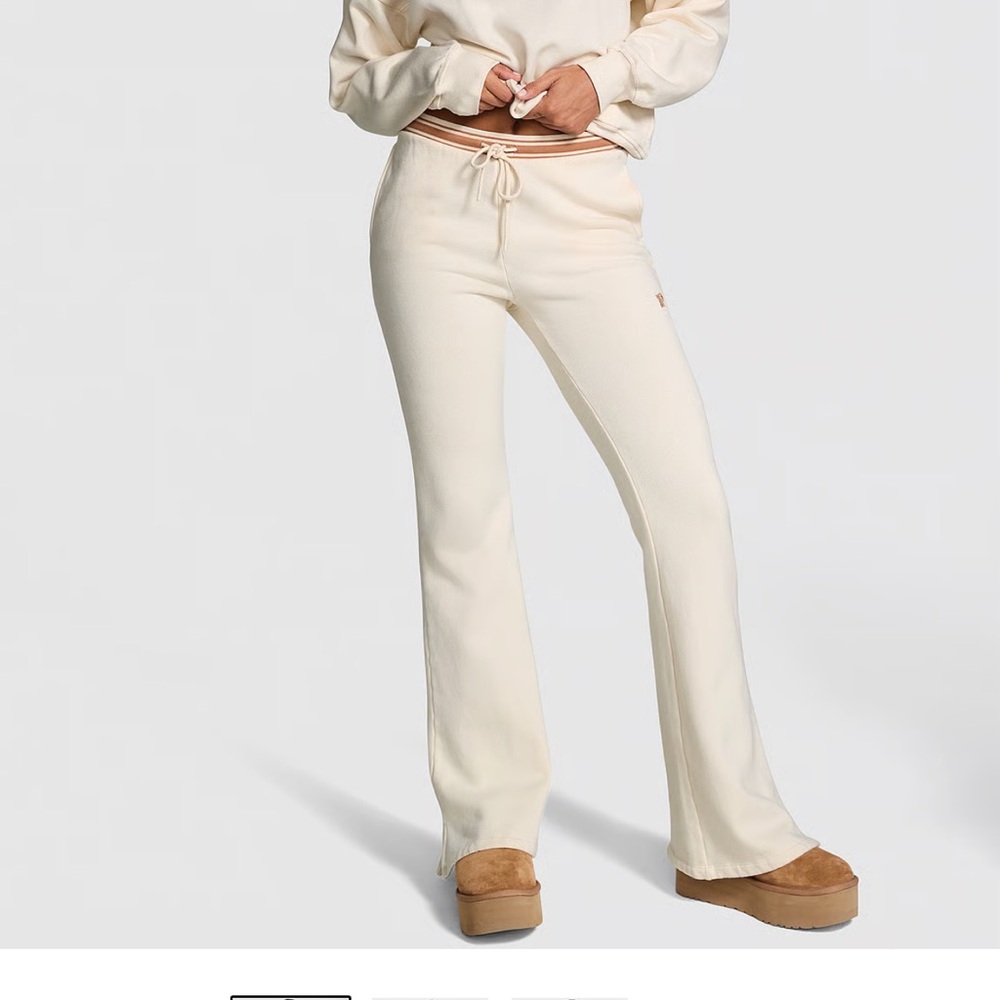 PINK Victoria's Secret Cream Drawstring Track Pants